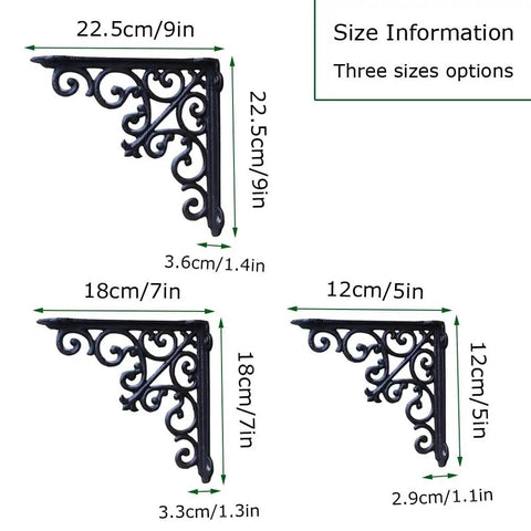 2 Pack Wall Mounted Shelf Brackets Built Ridiculously Tough And Dang Heavy Duty Vintage Cast Iron L Shape Corner Brace sizes 9in, 7in, 5in