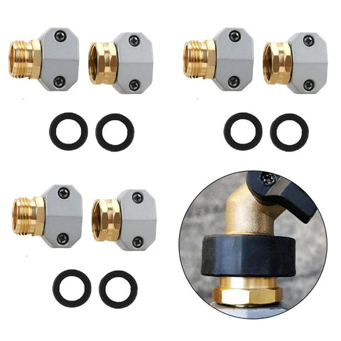 Heavy Duty 3-Pack Garden Hose Repair Kit With Rust Proof Aluminum And Zinc Alloy End Mender For Quick Leak Fixes Fit 5/8 Or 3/4 Hoses Male Female Connector Clamps No More Wasting Money On New Hoses, hose repair fittings and O-rings