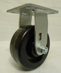 Top Tier Heavy Duty 5 Inch By 2 Inch Kingpinless Phenolic Caster Set showing a single swivel wheel with sturdy mounting plate.