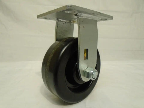 Top Tier Heavy Duty 5 Inch By 2 Inch Kingpinless Phenolic Caster Set showing a single swivel wheel with sturdy mounting plate.
