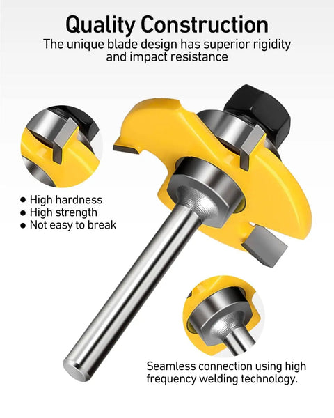 One Quarter Inch Shank Tongue And Groove Router Bits Set And Reversible Finger Joint Router Bit Three Pack Pro Grade tool