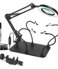 Desk Magnifier With Light And Stand Flexible Gooseneck Magnifying Lamp With 5X And 10X Lenses 12V LED Beads Three Mode Dimmer