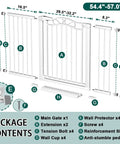 Ultra Wide Indoor Baby Gate For Kids And Pets 54 To 57 Inch Walk Through Safety Gate No Drill Easy Doorway Install package contents