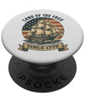 Merica Vibes Patriotic 4th Of July Sailboat Adhesive Phone Grip with 'Land of the Free Since 1776' design on swappable top.