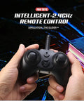 Close-up of hands holding 2.4GHz remote control for Lightweight 2 Channel RC Plane Ready To Fly 2.4GHz With 3 Axis Gyro.
