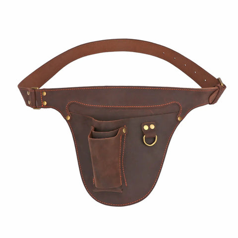 Genuine Leather Florist Tool Belt Gardening Bag For Gardeners And DIY Pros With 3 Pockets Waist Pouch Holster Brown Leather 42 Inches Belt