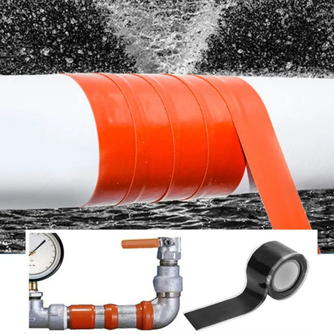 DIY Ready Silicone Self Fusing Tape 1 Inch By 59 Inch Rescue Tape For Plumbing Leaks And Electrical Cables Insulation Repair Stop Leak All Purpose Seal Tape shown wrapped on a white pipe