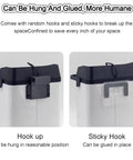 Automatic Electric Portafilter Cleaner With Integrated Knock Box And Ground Collection Bin Easy Two Step Espresso Puck Removal For Home Bars And Commercial Cafes showing hook and sticky hook attachment options.
