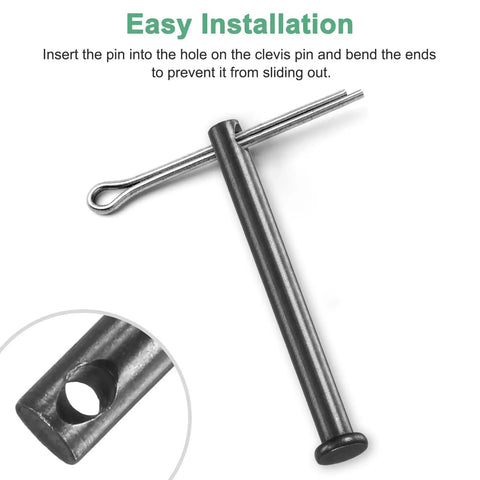 10 Pack Single Hole Clevis Pins M5x50mm Carbon Steel Flat Head For Mechanical Linkage Fixed Parts Ship Rigging And Quick Assembly Reusable Hinge Pin For Durable Furniture And Industrial Uses. clevis pin with retaining pin inserted