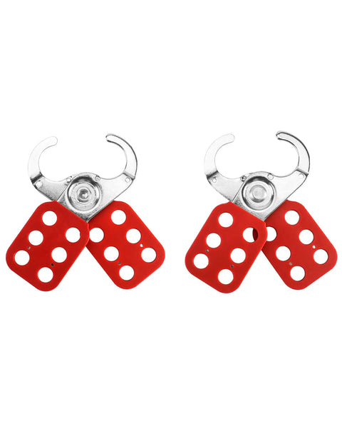 Red 6 Pack Lock Out Tag Out Hasp Set Tamper Proof Stainless Steel Padlock Hasp With Extended Jaw, industrial safety equipment