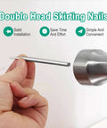 500 Piece Double Head Skirting Nails Kit With Sleeve Tool, A hand holding a skirting nail with a hammer, ideal for installation.