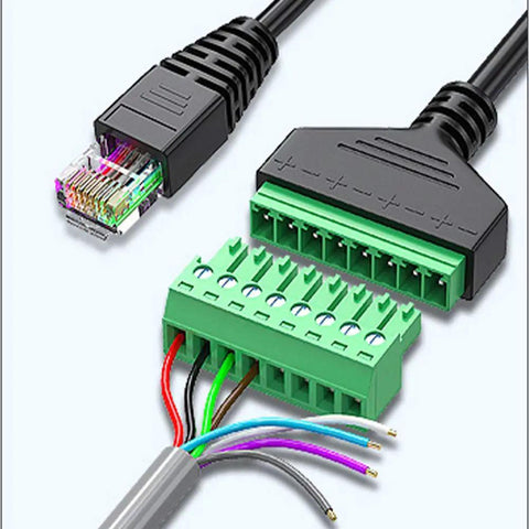Two Pack RJ45 To 8 Pin Screw Terminal Block Adapter For Cat5 Cat6 Cat7 Ethernet Extender CCTV RJ45 Male Plug To 8 Pins Connector