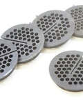 Keyed Throat Insert Plate For Delta 14 Inch Bandsaw 2.5 Inch Diameter 3D Printed shown flat with hexagonal grooves