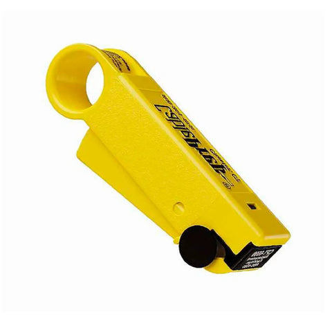 Yellow Drop Stripping Tool for RG6 RG59 Coax Cable Auto Calibrated 0.25 by 0.25 inch Prep Removes Jacket Trims Braids Dielectric
