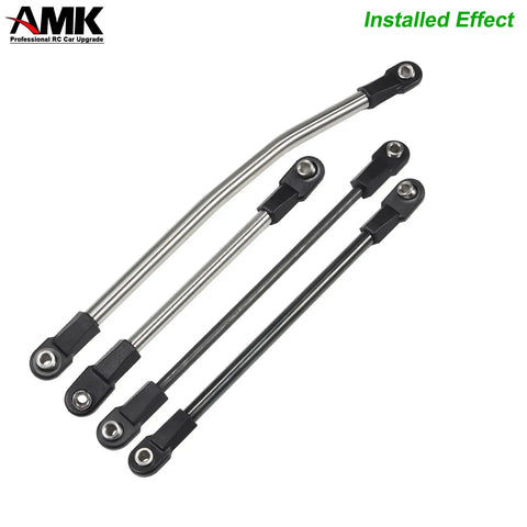 4mm M4 RC Link Rod Ends With 7mm Pivot Ball For 1 Eighth And 1 Tenth Crawlers, Beefed Up Heavy Duty Bent 20Pcs Set, Compatible With TRX6 D90 TF2 CC01 Gen7 Gen8 TRX4 Upgrades, Universal Building Kit. installed RC link rods with bent and straight ends