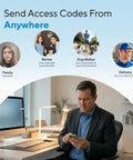 Man using phone to send access codes with Ubolt Dope WiFi Smart Lock with Door Sensor and Built In Keypad Deadbolt
