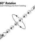 50 Pack Fishing Bead Chain Swivels For Catfish Stainless Steel Bead Chain Swivels With 360 Degree Rotation And Corrosion Resistant Design For Freshwater And Saltwater Tackle Rig Gear, stainless bead chain with 360° rotation