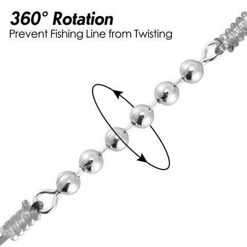 50 Pack Fishing Bead Chain Swivels For Catfish Stainless Steel Bead Chain Swivels With 360 Degree Rotation And Corrosion Resistant Design For Freshwater And Saltwater Tackle Rig Gear, stainless bead chain with 360° rotation