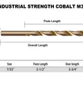 Check Out This Totally Rad 13 Piece 7/32 Inch Cobalt Drill Bit Set Made From Super Durable M35 High Speed Steel Perfect For Tough Metal Jobs And Serious DIY Hacks You Gotta Grab. 7/32 inch M35 cobalt drill bit with size and length chart