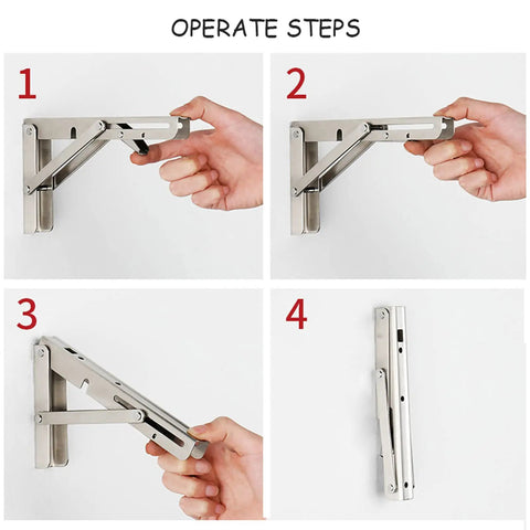 Heavy Duty Folding Shelf Brackets For Wall Mounted Console Tables Rust Resistant Stainless Steel installation steps for easy setup.