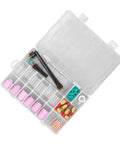 Ultimate 40 Piece TIG Welding Consumables Kit For Wp9 25 With Ceramic Nozzles, Glass Cups, Back Short Electrode Clips And O Rings in container.