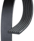 Close-up of Gold 6K930 Standard V-Ribbed Serpentine Belt For GM And Most Vehicles Beefy Long-Lasting Engine Drive Belt