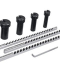 No BS No 00 HSS Keyway Broach Precision Set with broaches, bushings, and shims in premium high speed steel displayed on white background