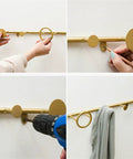 Image showing installation steps of Premium Wrought Iron Coat Hook With Smooth Rounded Edges for wall use.