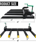 Built Tough Heavy Duty Clamp On Debris Forks For 48 Inch Buckets Pallet Fork Attachment dimensions with focus on steel construction.