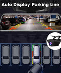 10 Inch Full Touch Screen Rear View Mirror Dash Cam With Front And Rear 1080P Cameras showing auto display parking line