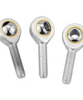 4 Pack 6mm Rod End Bearing With M6x1 Right Hand Thread Metric Outer Thread Joint Self Lubricating Heavy Duty Rod End 14 Degree Misalignment 7.65KN Static Load 7.2KN Dynamic Load, shown in three views