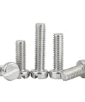 50 Piece Pack Of Tough As Nails M2.5 304 Stainless Steel Slotted Cheese Head Machine Screws In Multiple Lengths showing various lengths of screws.