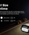 NU30 500 Lumen Rechargeable Headlamp With White And Red Beams showcasing USB-C charging on dark path