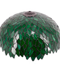 Green Stained Glass Lampshade Replacement, 16 Inch Wide by 7 Inch High, Vintage Wisteria Pattern for Table Lamps, Floor Lamps, and Ceiling Fixtures, Three Inner Hooks, Delivers Cozy Glow and Dope Vibe for Home Office.