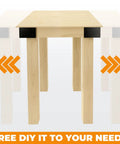 Heavy Duty Workbench Bracket Kit For 2x4 And 4x4 Lumber, example table with leg frame braces, DIY assembly option shown.