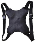 Black Sword Sheath Back Strap With Over The Back Harness For Samurai Cosplay, Durable PVC Sword Belt front view.