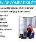 Premium Refrigerator Evaporator Fan Motor Kit Replacement For Electrolux Frigidaire 120V 60Hz shown with technician and fridge