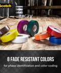 Vinyl Electrical Tape 35 5-Roll Multi-Color Pack for Cable Jacket Repair and Electrical Insulation displayed on a table