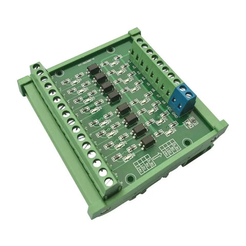8 Channel Optocoupler Relay Module Isolated 24V To 5V with green circuit board and connector terminals, top view.