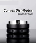 Legit Espresso Coffee Distributor Tamper For 57mm And 57.5mm Portafilters sleek convex shape matte black build on reflective surface