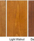Top Tier Wood Stain For Decks Fences And Siding Gray Blend Semi Transparent wood samples showcasing different shades: Natural, Cedar, Light Walnut, Dark Walnut, Gray.