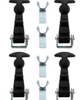 Front view of four QWORK rubber hood latch T-handle sets with metal mounting brackets and U-clip hardware