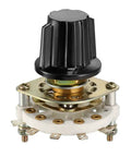 1 Pole 4 Position Rotary Switch With Knob, 5 Pins, 1 Deck Band Selector, Mount Hole 9.7mm, Shaft 6mm, Shaft Length 11.7mm, Includes Mount Nut