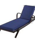 Outdoor Chaise Lounge Cushions Navy Blue Waterproof And Fade Resistant With Easy Care Removable Cover And Ties on wicker chair