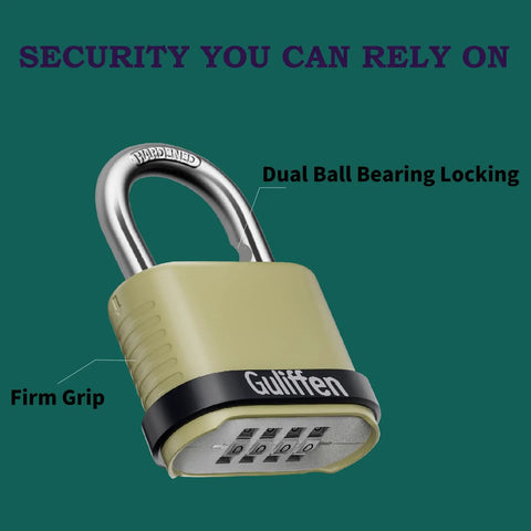 2 Pack Heavy Duty Outdoor Combination Padlocks Weatherproof Gates Fences Warehouses Storage Units Garages Black Durable Zinc Body With Hardened Shackle Extra Security, close-up of lock with dual ball bearing locking and firm grip features