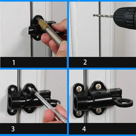Self Closing Latch With Spring Door Lock For Doors Windows And Gates Automatic Security Bolt Latch Spring Loaded Door Bolt Durable Metal Alloy Construction Easy Install Black Finish Heavy Duty Security For Home Office Garage