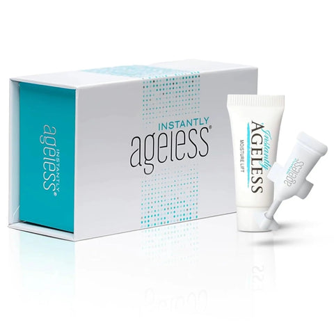Box and vial of Instant Face Lift Cream For Anti Aging Skin Care That Lifts And Tightens Smooths Wrinkles Banishes Puffy Under Eye Bags No Eye Patches Needed Quick At Home Facelift In A Box Of 25 Vials