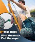 Man demonstrating Heavy Duty Polyester Rope 100 Ft Quarter Inch Diamond Braid Utility Cord, knotting method shown.