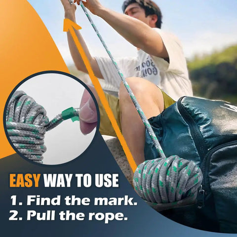 Man demonstrating Heavy Duty Polyester Rope 100 Ft Quarter Inch Diamond Braid Utility Cord, knotting method shown.