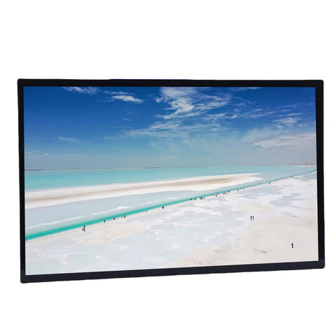 10.1 Inch Capacitive Touch Screen Display With 10 Point Multi Touch Full Lamination Tech showing scenic beach view with clear skies.